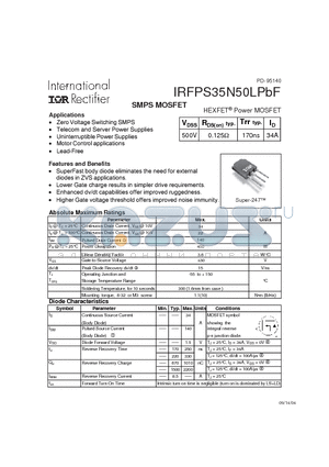 IRFPS35N50LPBF datasheet - SMPS MOSFET