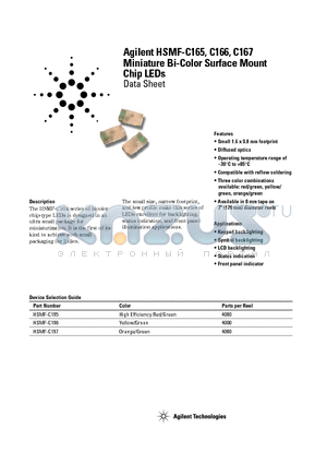 HSMF-C167 datasheet - Miniature Bi-Color Surface Mount Chip LEDs