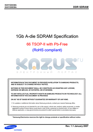 K4H1G0438A-UC/LCC datasheet - 1Gb A-die SDRAM Specification