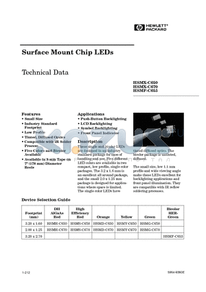 HSMF-C655 datasheet - Surface Mount Chip LEDs