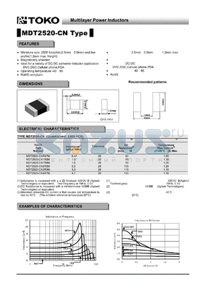 MDT2520-CNR47M datasheet - Multilayer Power Inductors