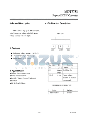 MDT7733ST datasheet - Step-up DC/DC Converter