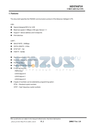 MDT80P10 datasheet - USB/UART For UPS