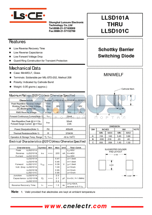 LLSD101A datasheet - schottky barrier switching diode