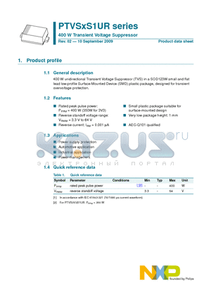 PTVS17VS1UR datasheet - 400 W Transient Voltage Suppressor