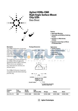 HSMH-C660 datasheet - Right Angle Surface Mount Chip LEDs