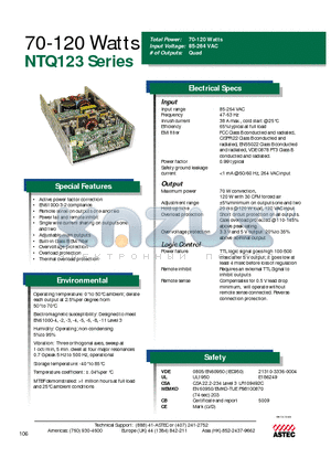 NTQ123 datasheet - 70-120 Watts