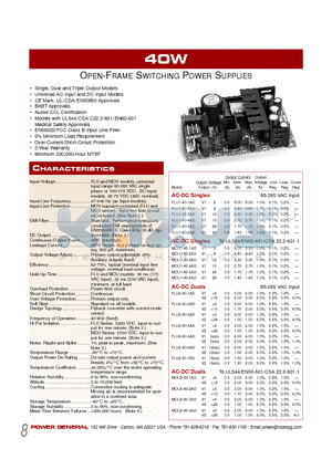 MDU1-40-1AD datasheet - OPEN-FRAME SWITCHING POWER SUPPLIES