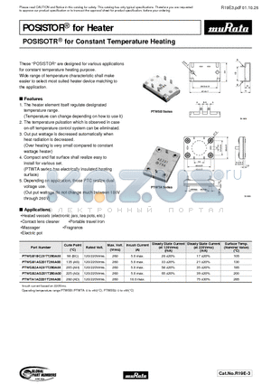 PTWSB1BC201T260A00 datasheet - POSISTOR for Heater