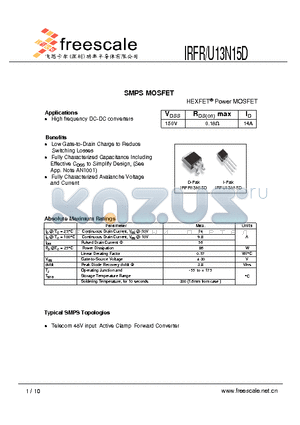 IRFR13N15D datasheet - HEXFET^ Power MOSFET