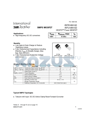 IRFR18N15 datasheet - SMPS MOSFET