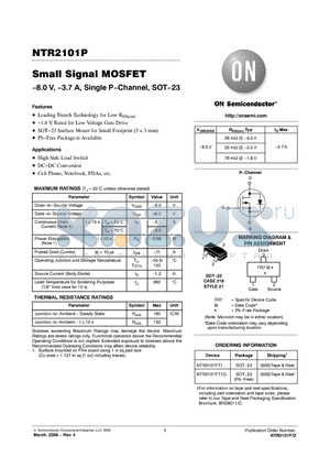 NTR2101P datasheet - Small Signal MOSFET