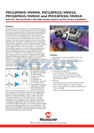 PIC16HV616 datasheet - 8-bit PIC^ Microcontrollers with High Voltage Support and Fan Control Capabilities