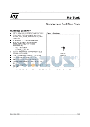 M41T00S datasheet - Serial Access Real-Time Clock