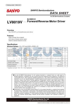 LV8019V datasheet - Forward/Reverse Motor Driver