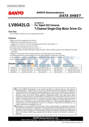 LV8042LG datasheet - Bi-CMOS IC For Digital Still Cameras 7-Channel Single-Chip Motor Driver ICs