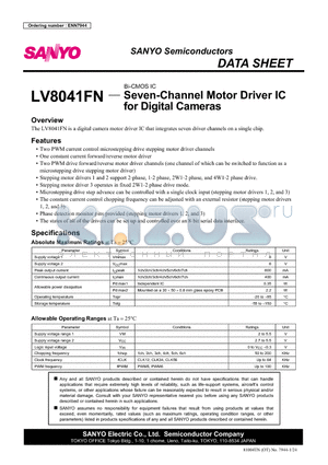 LV8041FN datasheet - Seven-Channel Motor Driver IC for Digital Cameras