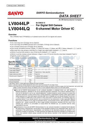 LV8044LP datasheet - 6-channel Motor Driver IC