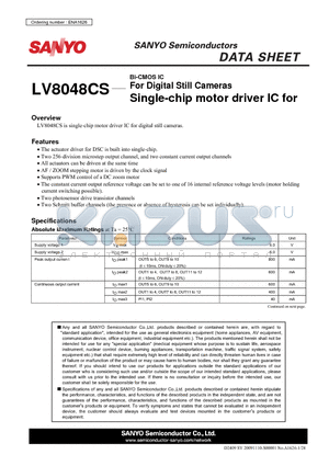 LV8048CS datasheet - For Digital Still Cameras Single-chip motor driver IC for