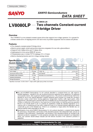 LV8080LP datasheet - Two channels Constant-current H-bridge Driver