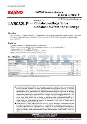 LV8082LP datasheet - Constant-voltage 1ch  Constant-current 1ch H-Bridge