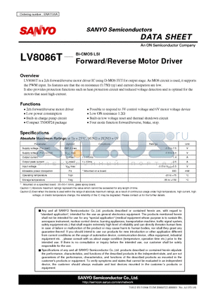 LV8086T_12 datasheet - Forward/Reverse Motor Driver