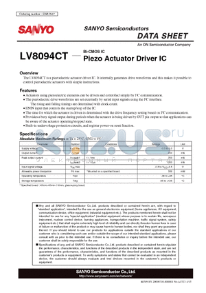 LV8094CT datasheet - Piezo Actuator Driver IC