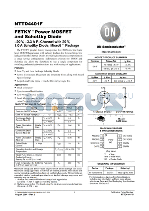 NTTD4401F datasheet - FETKY Power MOSFET and Schottky Diode