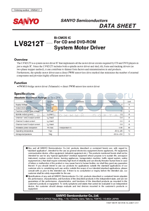 LV8212T datasheet - System Motor Driver