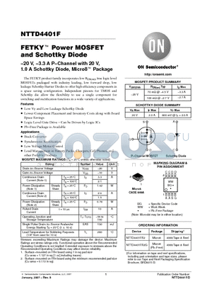 NTTD4401FR2 datasheet - Power MOSFET and Schottky Diode