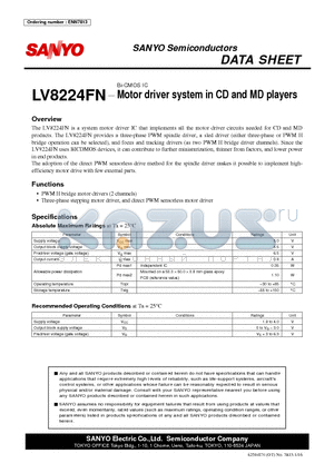 LV8224FN datasheet - Motor driver system in CD and MD players