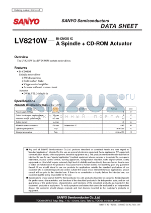 LV8210W datasheet - A Spindle  CD-ROM Actuator
