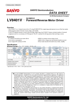 LV8401V_08 datasheet - Forward/Reverse Motor Driver