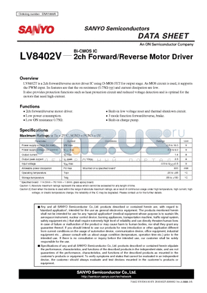 LV8402V_12 datasheet - 2ch Forward/Reverse Motor Driver