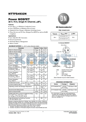 NTTFS4932NTWG datasheet - Power MOSFET 30 V, 79 A, Single N−Channel, l8FL