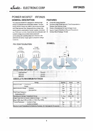 IRFR325 datasheet - POWER MOSFET