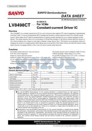 LV8498CT datasheet - For VCMs Constant-current Driver IC