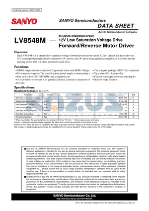 LV8548M datasheet - 12V Low Saturation Voltage Drive Forward/Reverse Motor Driver