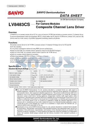 LV8483CS datasheet - For Camera Modules Composite Channel Lens Driver