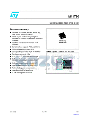 M41T60_05 datasheet - Serial access real-time clock