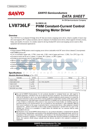 LV8736LF datasheet - PWM Constant-Current Control Stepping Motor Driver