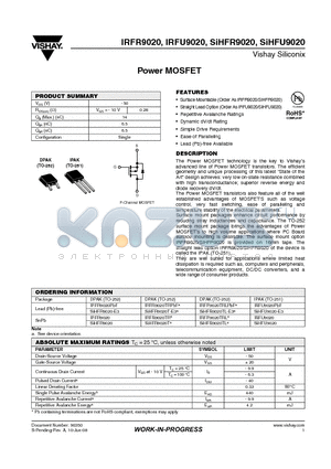 IRFR9020TRLPBF datasheet - Power MOSFET