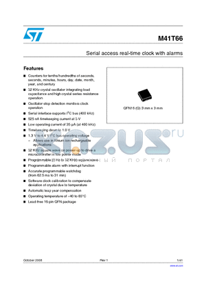 M41T66 datasheet - Serial access real-time clock with alarms