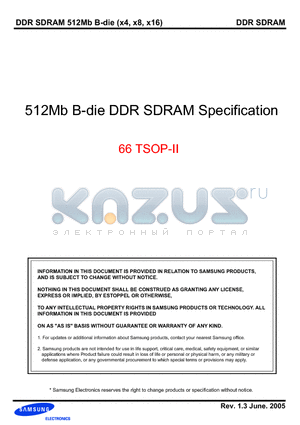 K4H510438B-TC/LA2 datasheet - 512Mb B-die DDR SDRAM Specification