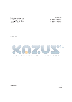 IRFR9110PBF datasheet - HEXFET Power MOSFET