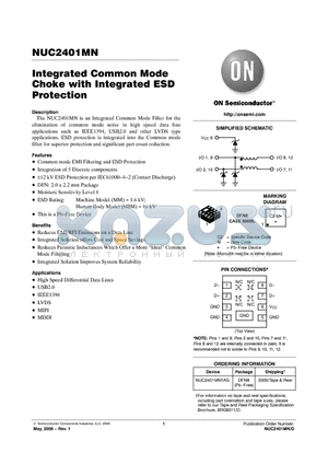 NUC2401MN datasheet - Integrated Common Mode Choke with Integrated ESD Protection