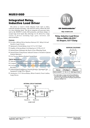 NUD3105D datasheet - Integrated Relay, Inductive Load Driver