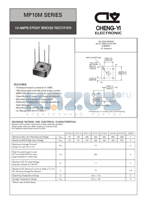 MP1010M datasheet - 10 AMPS EPOXY BRIDGE RECTIFIER