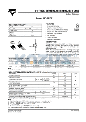 IRFRC20TR datasheet - Power MOSFET