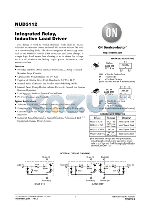 NUD3112 datasheet - Integrated Relay, Inductive Load Driver